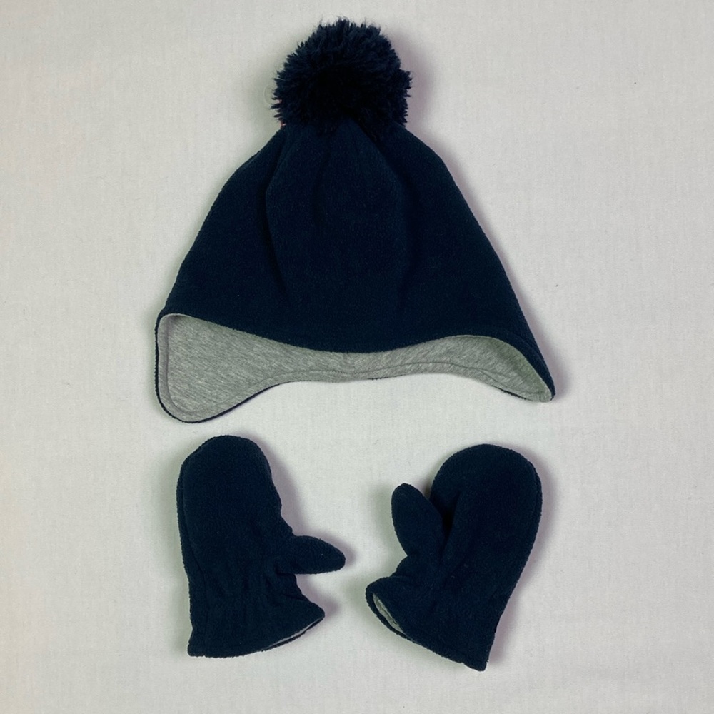 Gap Baby Boys’ Navy Pom-Pom Hat and Mittens Set